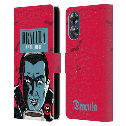 Universal Monsters Dracula Up All Night Leather Book Wallet Case Cover For OPPO A17