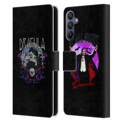 Universal Monsters Dracula Bite Leather Book Wallet Case Cover For Samsung Galaxy A15