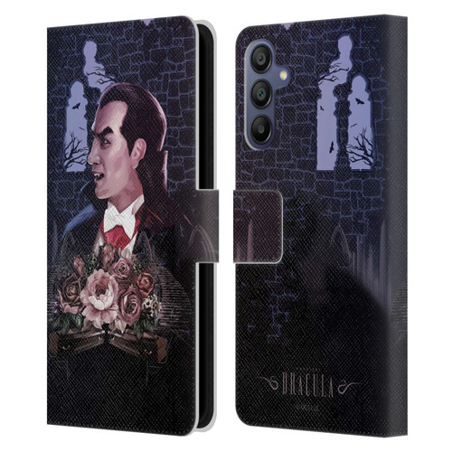 Universal Monsters Dracula Key Art Leather Book Wallet Case Cover For Samsung Galaxy A15