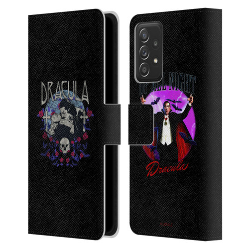 Universal Monsters Dracula Bite Leather Book Wallet Case Cover For Samsung Galaxy A52 / A52s / 5G (2021)