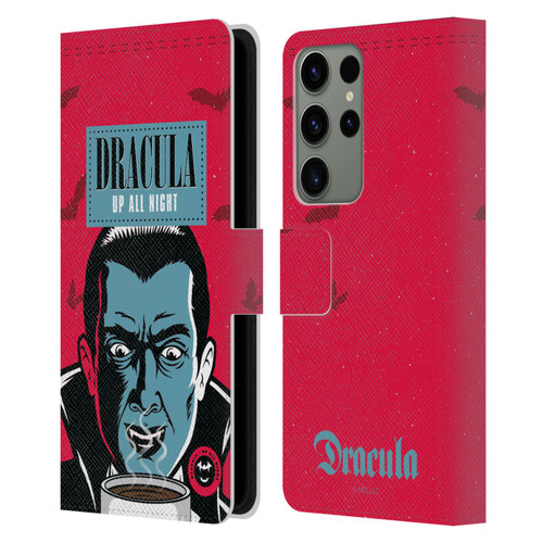 Universal Monsters Dracula Up All Night Leather Book Wallet Case Cover For Samsung Galaxy S23 Ultra 5G