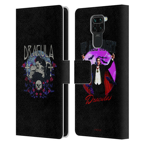 Universal Monsters Dracula Bite Leather Book Wallet Case Cover For Xiaomi Redmi Note 9 / Redmi 10X 4G