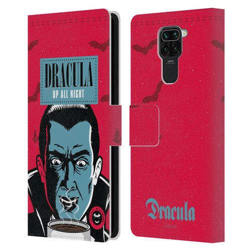 Universal Monsters Dracula Up All Night Leather Book Wallet Case Cover For Xiaomi Redmi Note 9 / Redmi 10X 4G