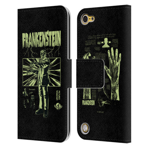 Universal Monsters Frankenstein Lightning Leather Book Wallet Case Cover For Apple iPod Touch 5G 5th Gen