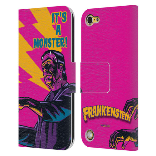 Universal Monsters Frankenstein It's A Monster Leather Book Wallet Case Cover For Apple iPod Touch 5G 5th Gen