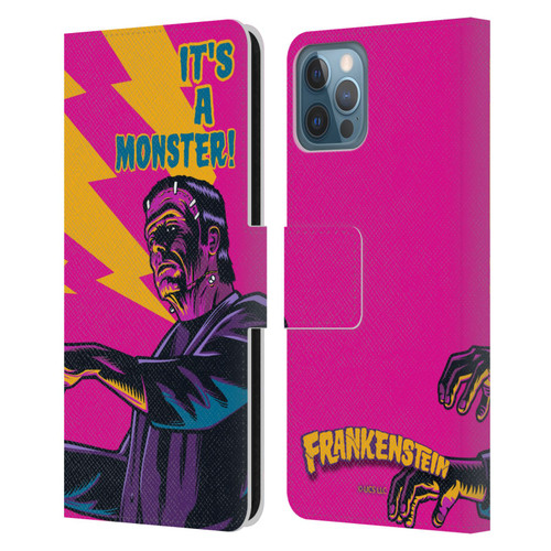 Universal Monsters Frankenstein It's A Monster Leather Book Wallet Case Cover For Apple iPhone 12 / iPhone 12 Pro