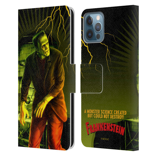 Universal Monsters Frankenstein Yellow Leather Book Wallet Case Cover For Apple iPhone 12 / iPhone 12 Pro