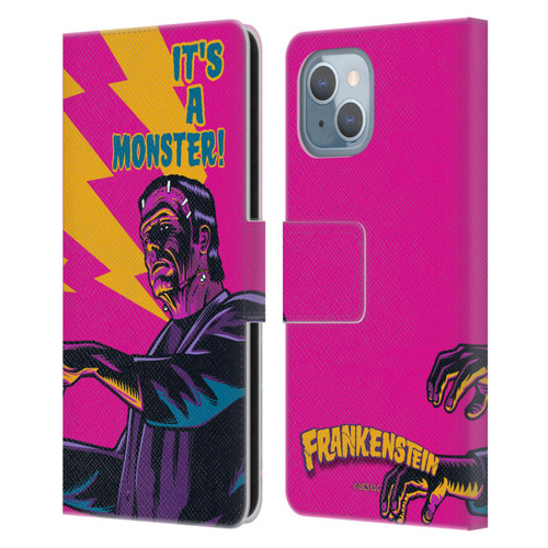 Universal Monsters Frankenstein It's A Monster Leather Book Wallet Case Cover For Apple iPhone 14