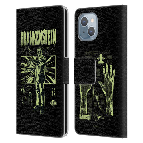 Universal Monsters Frankenstein Lightning Leather Book Wallet Case Cover For Apple iPhone 14