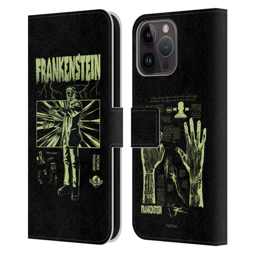 Universal Monsters Frankenstein Lightning Leather Book Wallet Case Cover For Apple iPhone 15 Pro Max