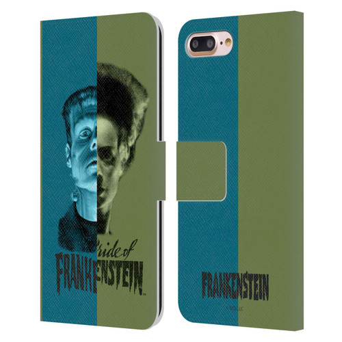 Universal Monsters Frankenstein Half Leather Book Wallet Case Cover For Apple iPhone 7 Plus / iPhone 8 Plus