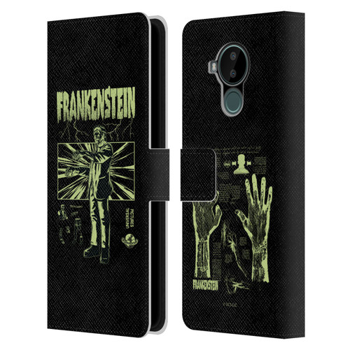 Universal Monsters Frankenstein Lightning Leather Book Wallet Case Cover For Nokia C30