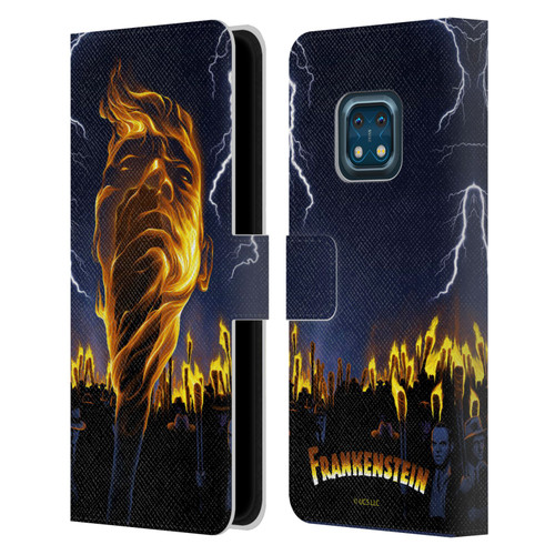 Universal Monsters Frankenstein Flame Leather Book Wallet Case Cover For Nokia XR20