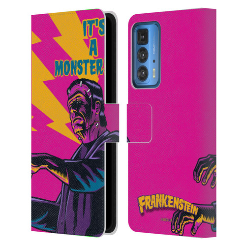 Universal Monsters Frankenstein It's A Monster Leather Book Wallet Case Cover For Motorola Edge (2022)