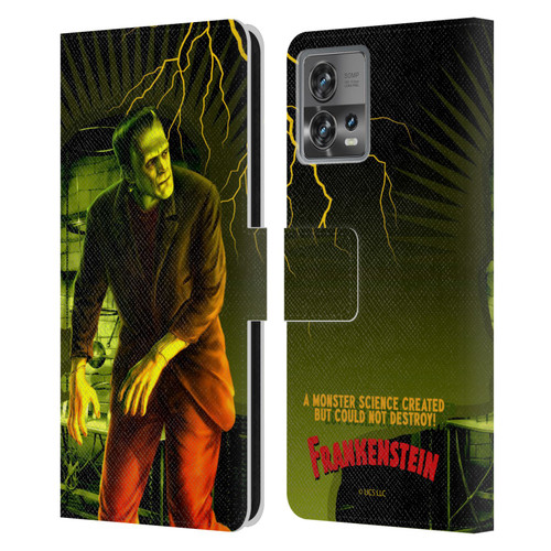 Universal Monsters Frankenstein Yellow Leather Book Wallet Case Cover For Motorola Moto Edge 30 Fusion