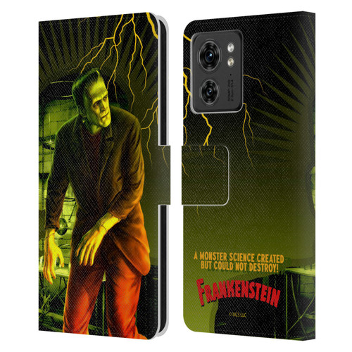 Universal Monsters Frankenstein Yellow Leather Book Wallet Case Cover For Motorola Moto Edge 40