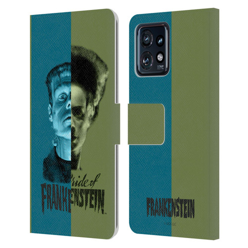 Universal Monsters Frankenstein Half Leather Book Wallet Case Cover For Motorola Moto Edge 40 Pro