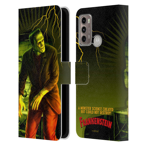 Universal Monsters Frankenstein Yellow Leather Book Wallet Case Cover For Motorola Moto G60 / Moto G40 Fusion