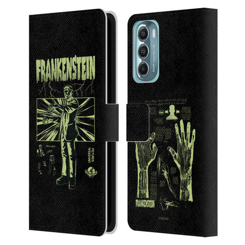 Universal Monsters Frankenstein Lightning Leather Book Wallet Case Cover For Motorola Moto G Stylus 5G (2022)