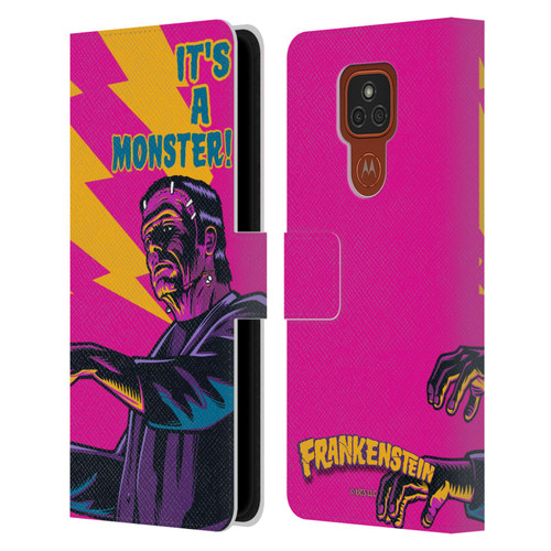 Universal Monsters Frankenstein It's A Monster Leather Book Wallet Case Cover For Motorola Moto E7 Plus