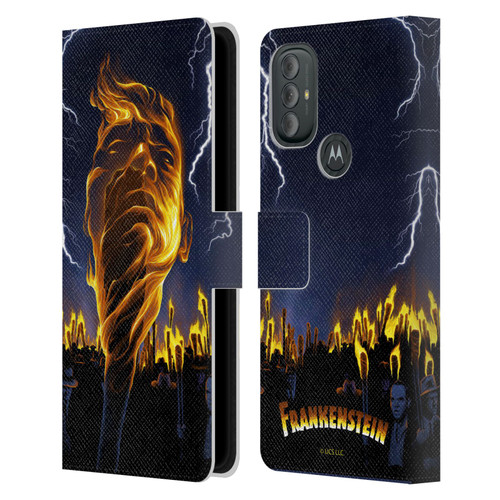 Universal Monsters Frankenstein Flame Leather Book Wallet Case Cover For Motorola Moto G10 / Moto G20 / Moto G30