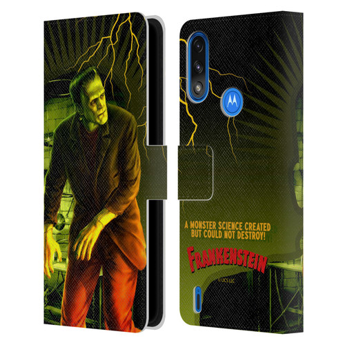 Universal Monsters Frankenstein Yellow Leather Book Wallet Case Cover For Motorola Moto E7 Power / Moto E7i Power