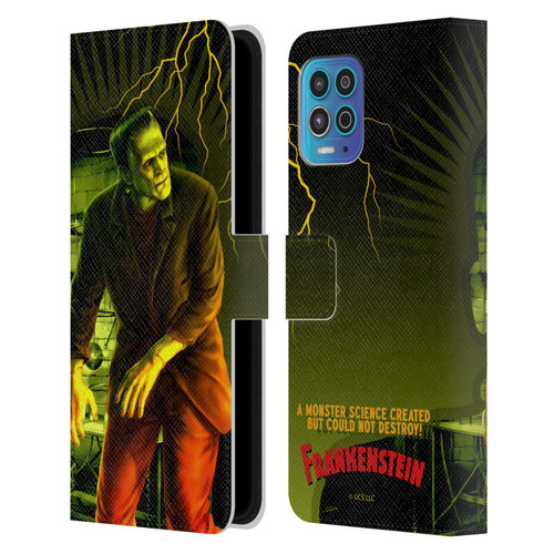 Universal Monsters Frankenstein Yellow Leather Book Wallet Case Cover For Motorola Moto G100