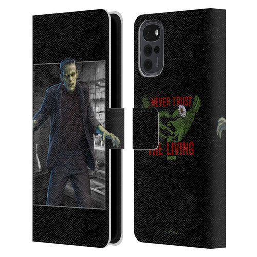 Universal Monsters Frankenstein Frame Leather Book Wallet Case Cover For Motorola Moto G22