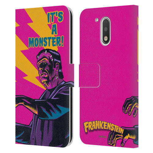 Universal Monsters Frankenstein It's A Monster Leather Book Wallet Case Cover For Motorola Moto G41