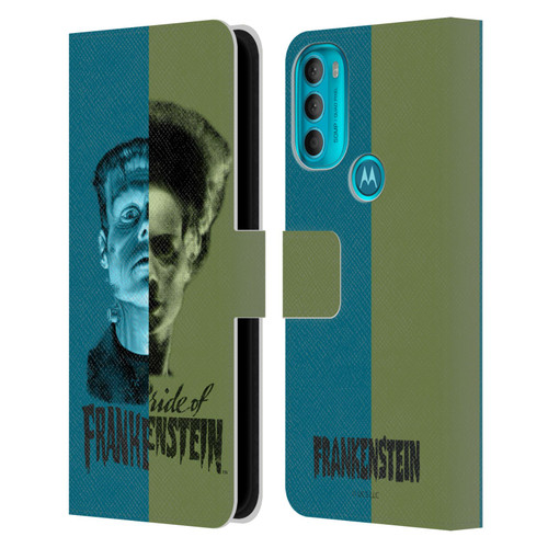 Universal Monsters Frankenstein Half Leather Book Wallet Case Cover For Motorola Moto G71 5G