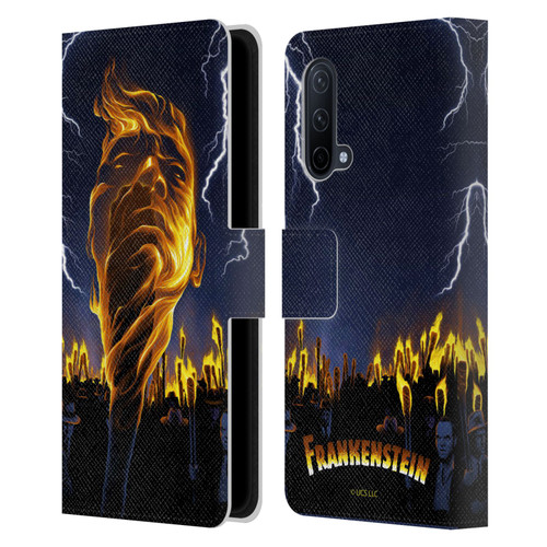 Universal Monsters Frankenstein Flame Leather Book Wallet Case Cover For OnePlus Nord CE 5G