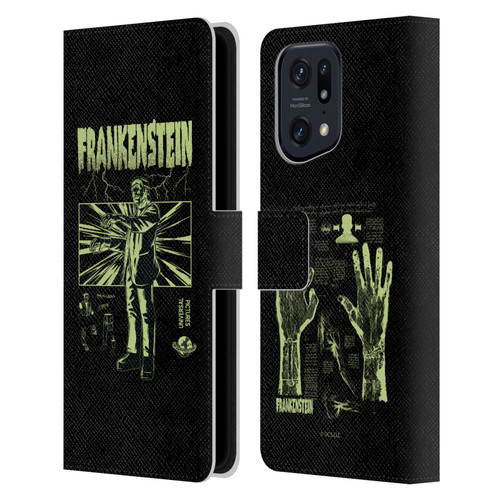 Universal Monsters Frankenstein Lightning Leather Book Wallet Case Cover For OPPO Find X5 Pro
