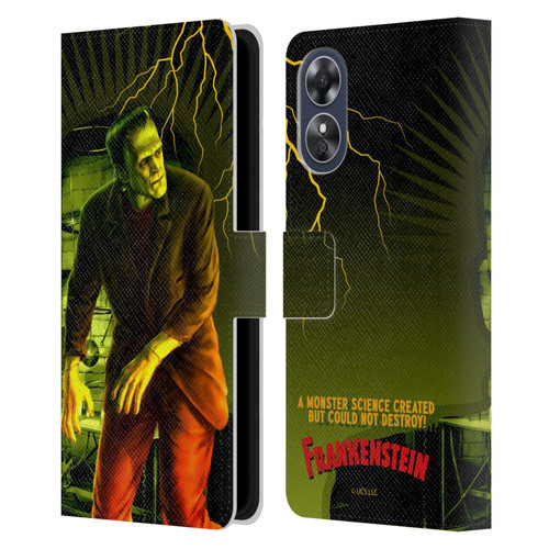 Universal Monsters Frankenstein Yellow Leather Book Wallet Case Cover For OPPO A17