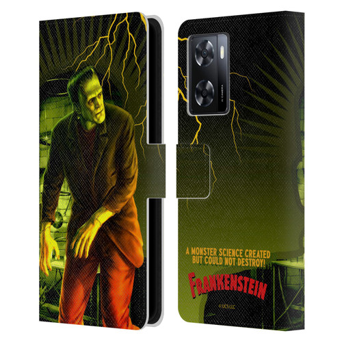 Universal Monsters Frankenstein Yellow Leather Book Wallet Case Cover For OPPO A57s