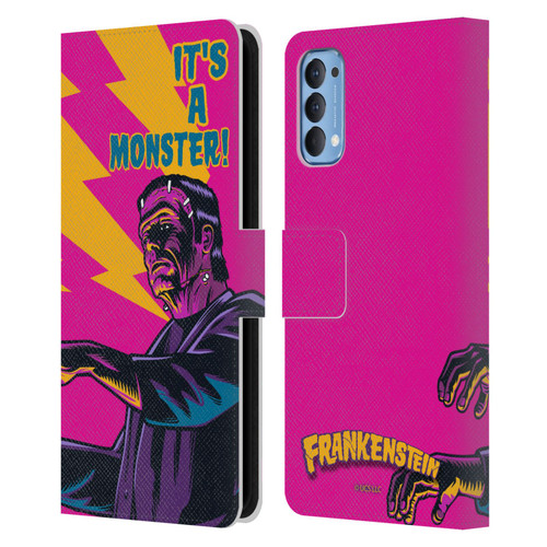 Universal Monsters Frankenstein It's A Monster Leather Book Wallet Case Cover For OPPO Reno 4 5G