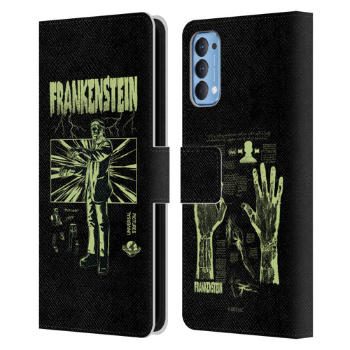 Universal Monsters Frankenstein Lightning Leather Book Wallet Case Cover For OPPO Reno 4 5G