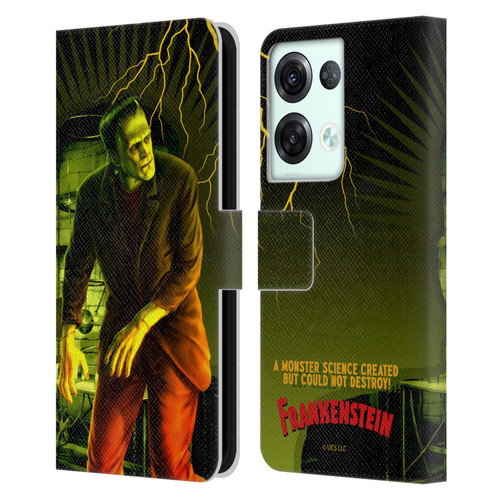 Universal Monsters Frankenstein Yellow Leather Book Wallet Case Cover For OPPO Reno8 Pro