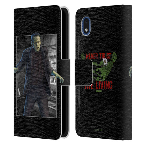 Universal Monsters Frankenstein Frame Leather Book Wallet Case Cover For Samsung Galaxy A01 Core (2020)