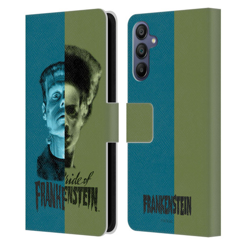 Universal Monsters Frankenstein Half Leather Book Wallet Case Cover For Samsung Galaxy A15