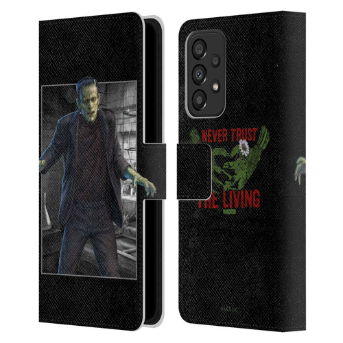 Universal Monsters Frankenstein Frame Leather Book Wallet Case Cover For Samsung Galaxy A33 5G (2022)