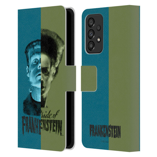 Universal Monsters Frankenstein Half Leather Book Wallet Case Cover For Samsung Galaxy A33 5G (2022)