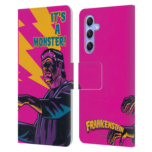 Universal Monsters Frankenstein It's A Monster Leather Book Wallet Case Cover For Samsung Galaxy A34 5G