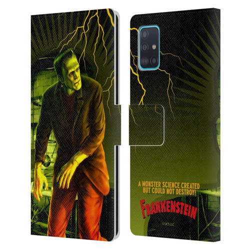 Universal Monsters Frankenstein Yellow Leather Book Wallet Case Cover For Samsung Galaxy A51 (2019)