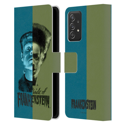 Universal Monsters Frankenstein Half Leather Book Wallet Case Cover For Samsung Galaxy A52 / A52s / 5G (2021)