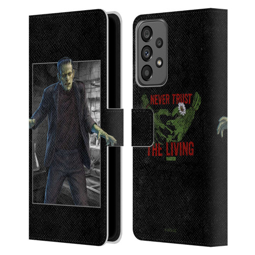 Universal Monsters Frankenstein Frame Leather Book Wallet Case Cover For Samsung Galaxy A73 5G (2022)