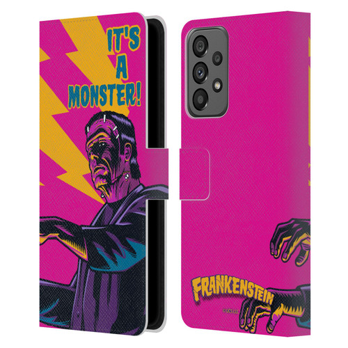 Universal Monsters Frankenstein It's A Monster Leather Book Wallet Case Cover For Samsung Galaxy A73 5G (2022)