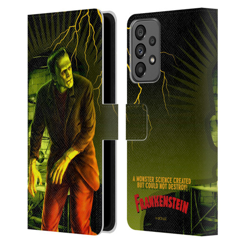 Universal Monsters Frankenstein Yellow Leather Book Wallet Case Cover For Samsung Galaxy A73 5G (2022)