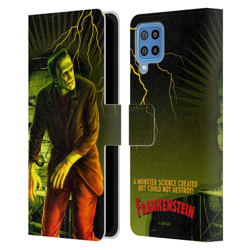Universal Monsters Frankenstein Yellow Leather Book Wallet Case Cover For Samsung Galaxy F22 (2021)