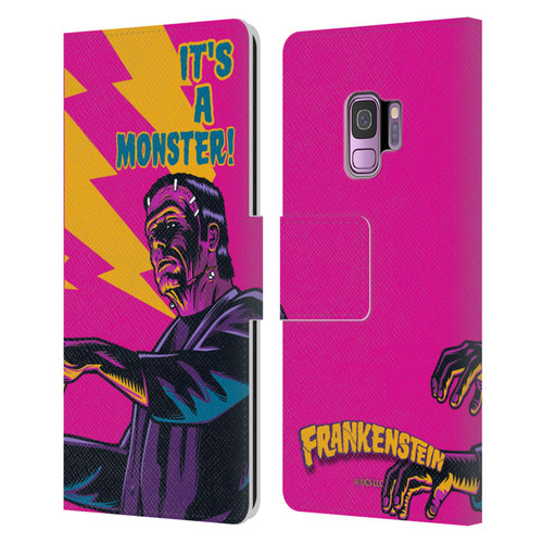 Universal Monsters Frankenstein It's A Monster Leather Book Wallet Case Cover For Samsung Galaxy S9