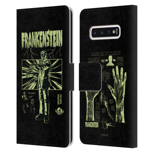 Universal Monsters Frankenstein Lightning Leather Book Wallet Case Cover For Samsung Galaxy S10